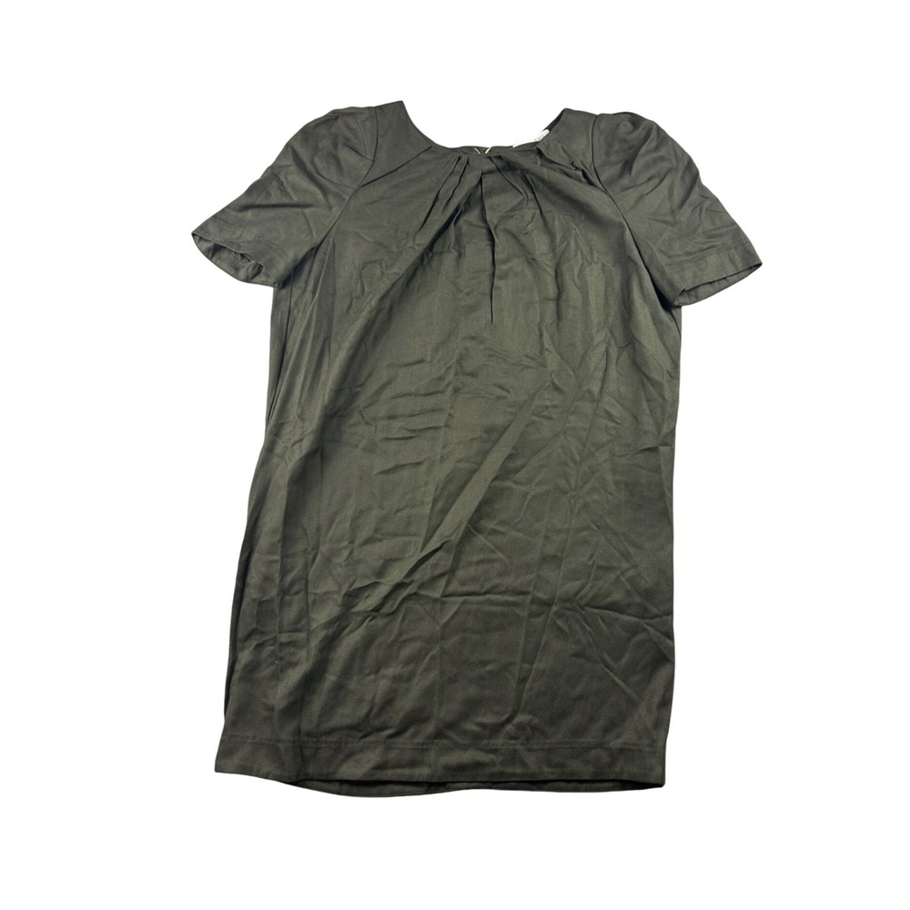 Sandro Half Zip Pleated Neckline Dress Women 2 Green‎ Mini Short Sleeve Office